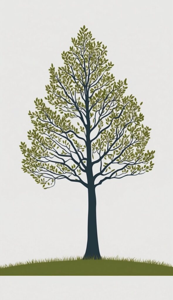 tree in minimalist procreate art style