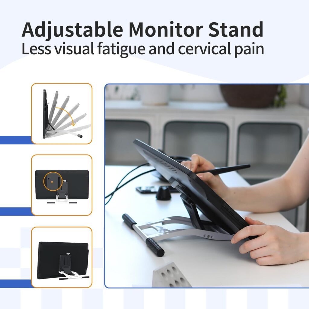 gaomon pd1561 drawing tablet with adjustable stand and tilt support