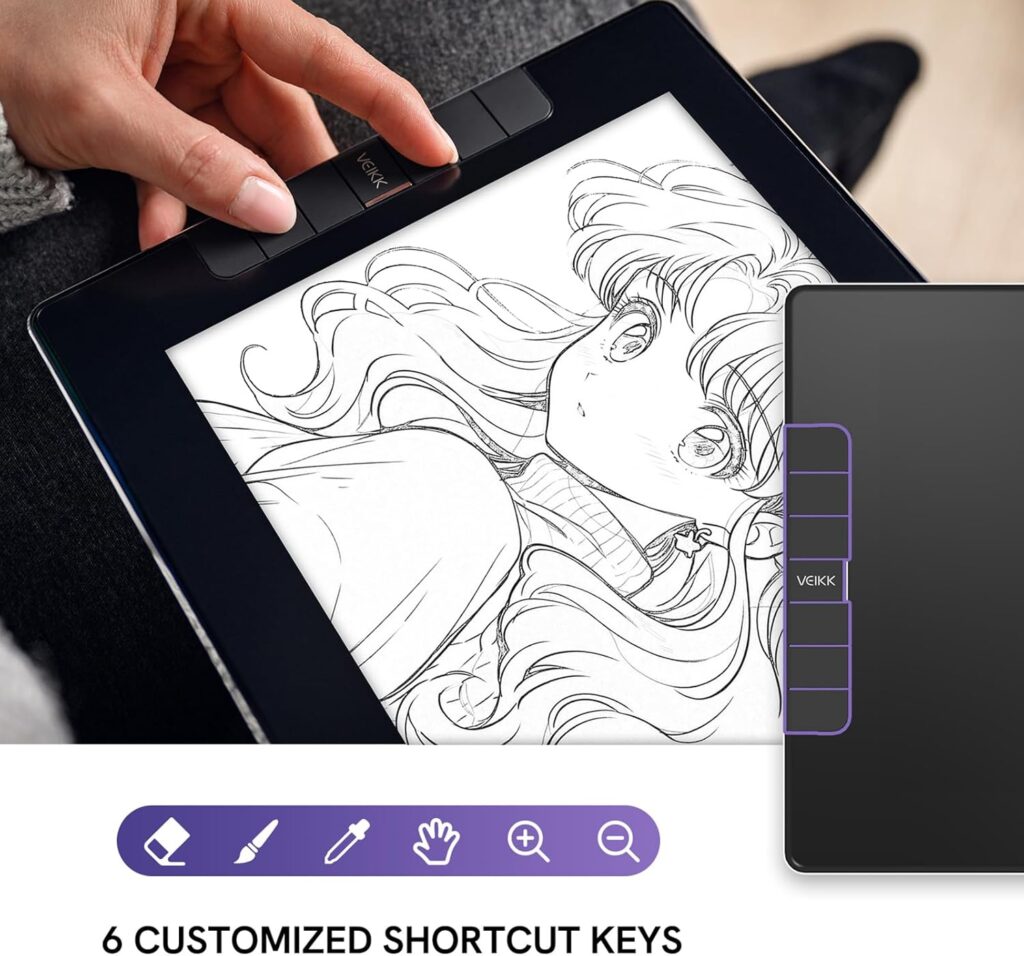 user activating shortcut keys on the veikk vk1200 drawing tablet